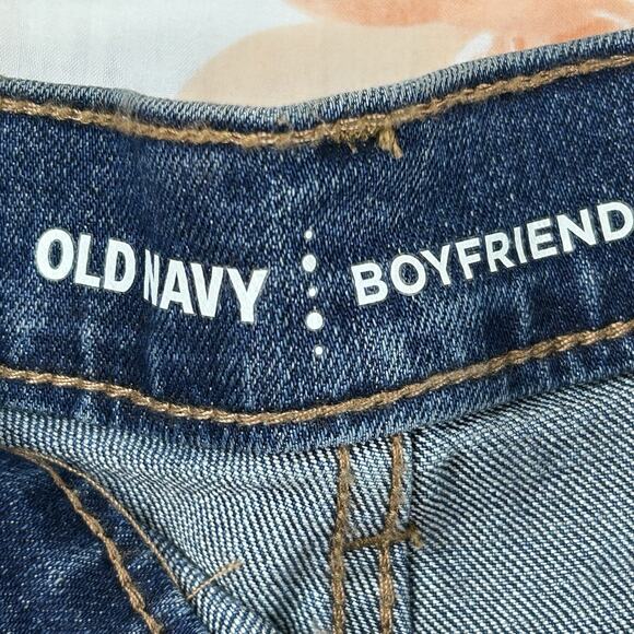 Old Navy Jean Shorts Womens 4 Dark Wash Denim Boyfriend Cuffed Cotton Poly New - Picture 5 of 8
